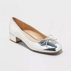 A New Day Joy Ballet Pumps Silver heeled flat New